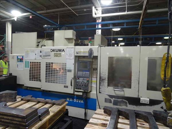 OKUMA MX-55VA CNC TWIN PALLET VERTICAL MACHINING CENTER W/ AUTOMATIC PALLET CHANGE