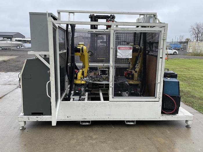 FANUC M10IA DUAL ARM ROBOTIC FOAM CELL WITH A/B SIDED INDEX TABLE/COULD CONVERT TO WELD CELL