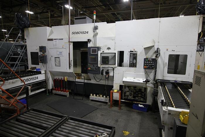 FUJI ANS3400 SINGLE SPINDLE CNC LATHE WITH TWIN TURRETS AND TAIL STOCK