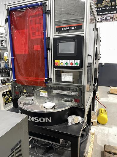 BRANSON S40 ROTARY 2000X ULTRASONIC WELDER SYSTEM CELL 20:4.0 4000 WATT WITH CAMCO 6 POSITION INDEX TABLE AND PNEUMATIC PRESS