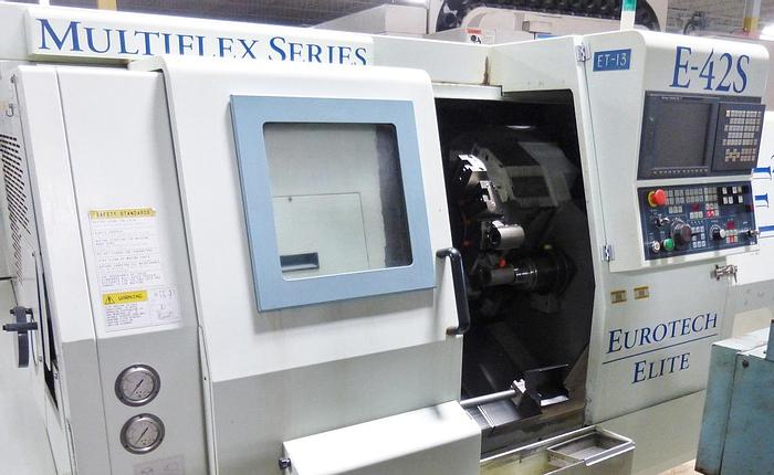 Eurotech Model E-42S Slant Bed CNC Lathe With Sub Spindle