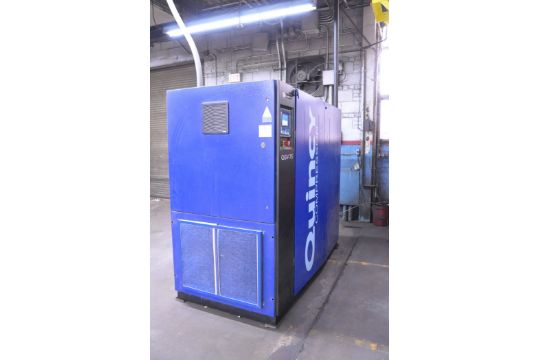 QUINCY 75-HP MODEL QGV-75A150 ROTARY SCREW AIR COMPRESSOR,  WITH 9,900 HRS